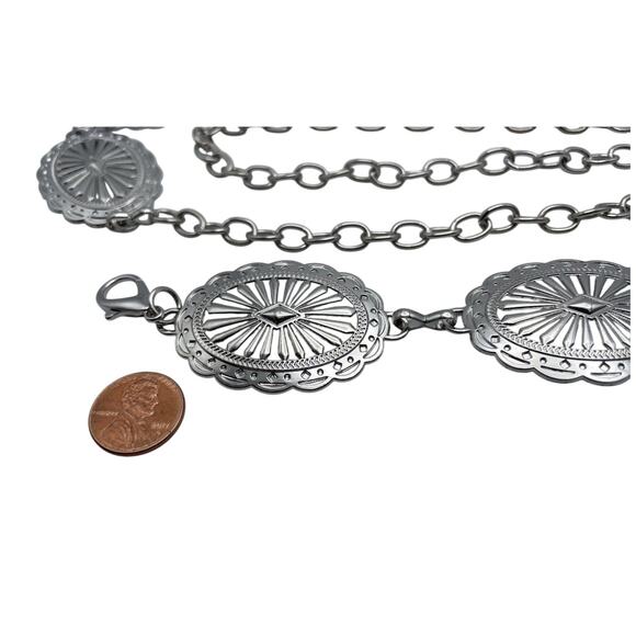 S.W. Concho Style Silver Link Belt Western Vibes - Picture 4 of 8